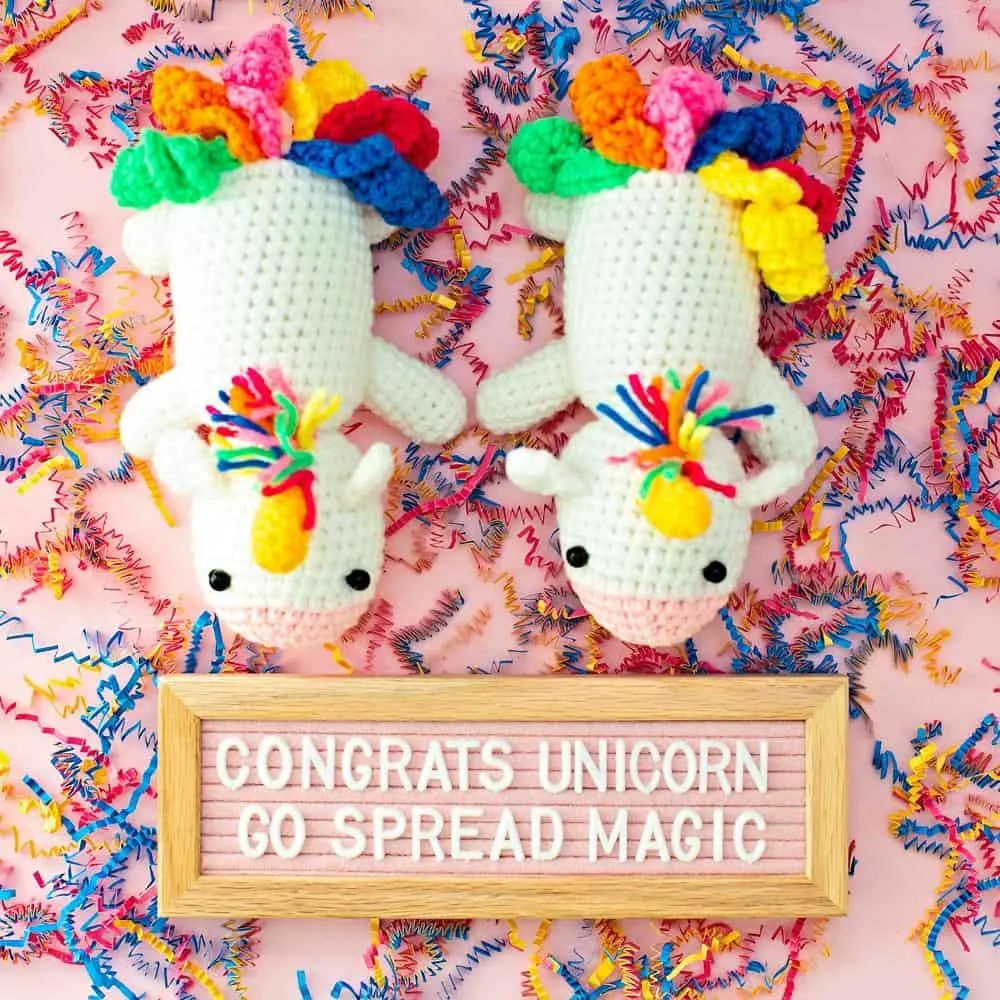 Crochet unicorn graduation gift