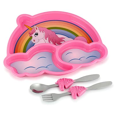 Unicorn Divided Plate and Utensil. 