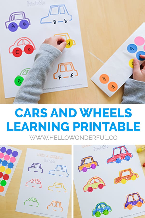 A cars and wheels learning printable activity - with free template and video! 