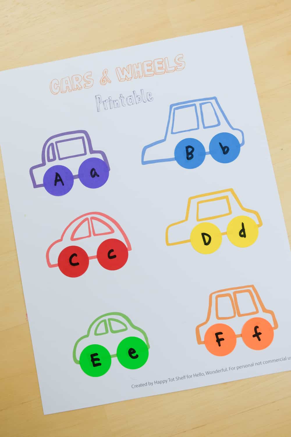 A cars and wheels learning printable activity - with free template and video!