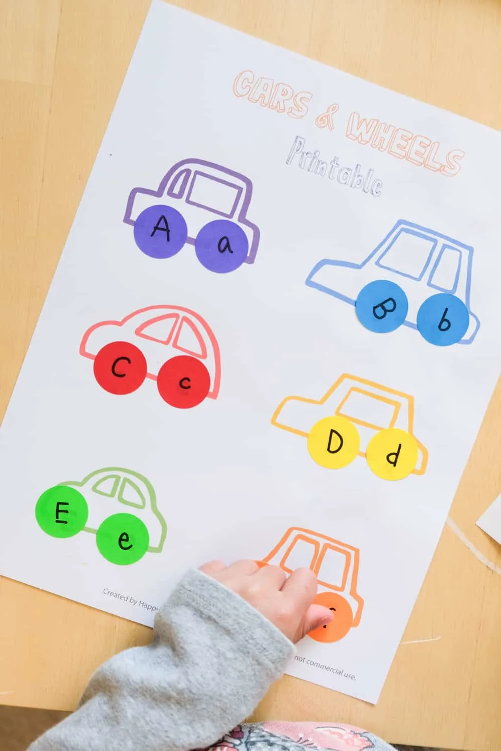 A cars and wheels learning printable activity - with free template and video!