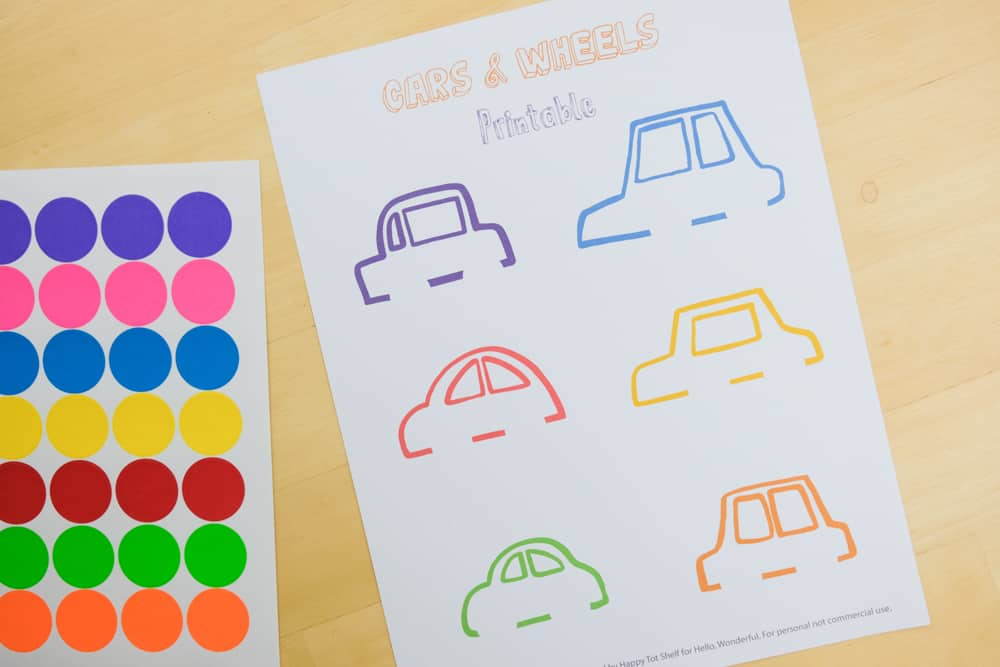 A cars and wheels learning printable activity - with free template and video!