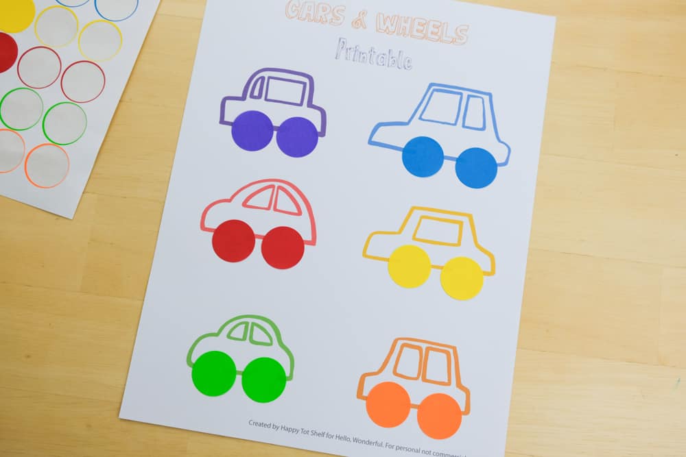 A cars and wheels learning printable activity - with free template and video!