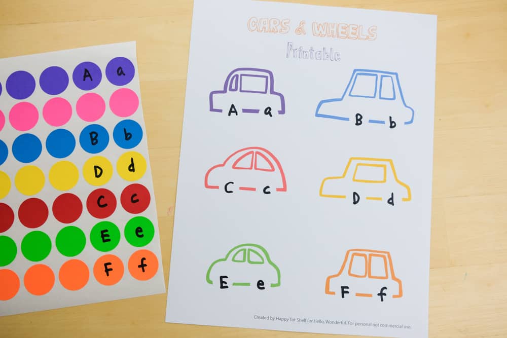 A cars and wheels learning printable activity - with free template and video!