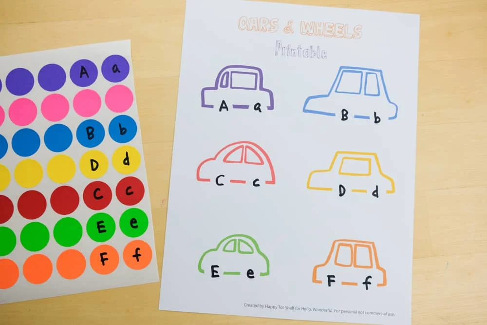 A cars and wheels learning printable activity - with free template and video!