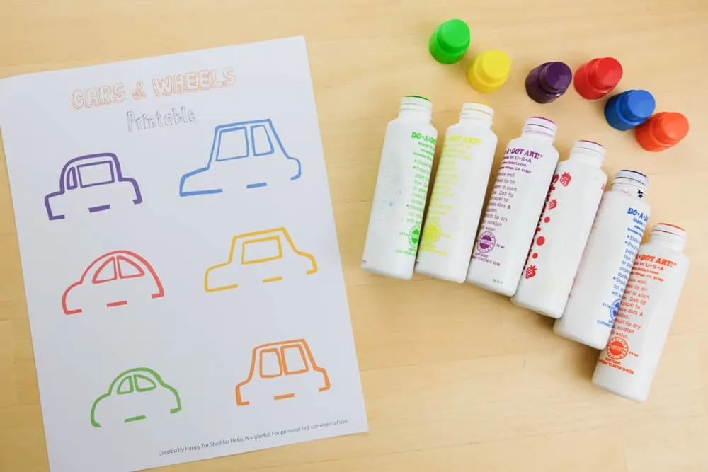 A cars and wheels learning printable activity - with free template and video!