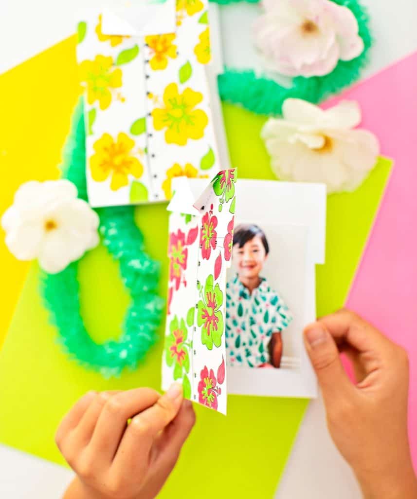 Handmade Hawaiian Shirt Father's Day Card Printable With Photo Kids Can Make. 