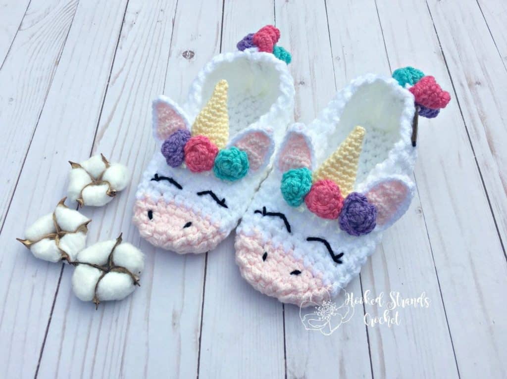 Unicorn crochet slippers