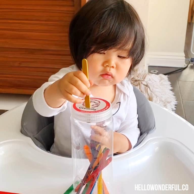 CRAFT STICK FINE MOTOR SKILLS ACTIVITY FOR BABIES AND TODDLERS
