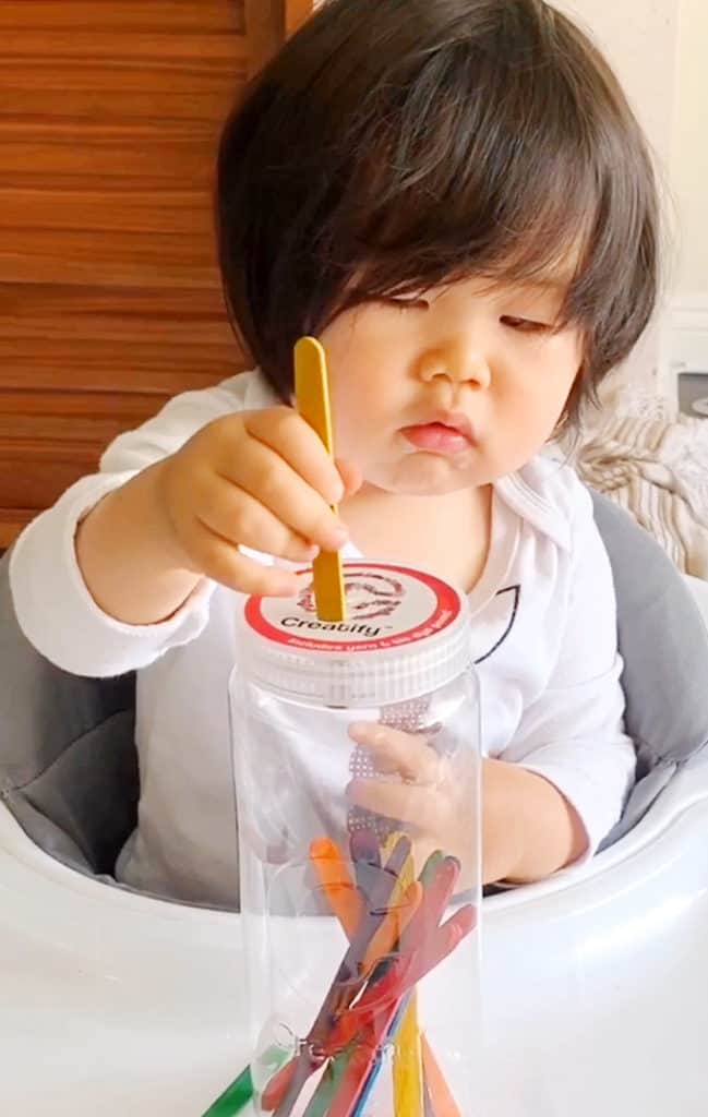 Craft Stick Fine Motor Skills Activity For Babies and Toddlers