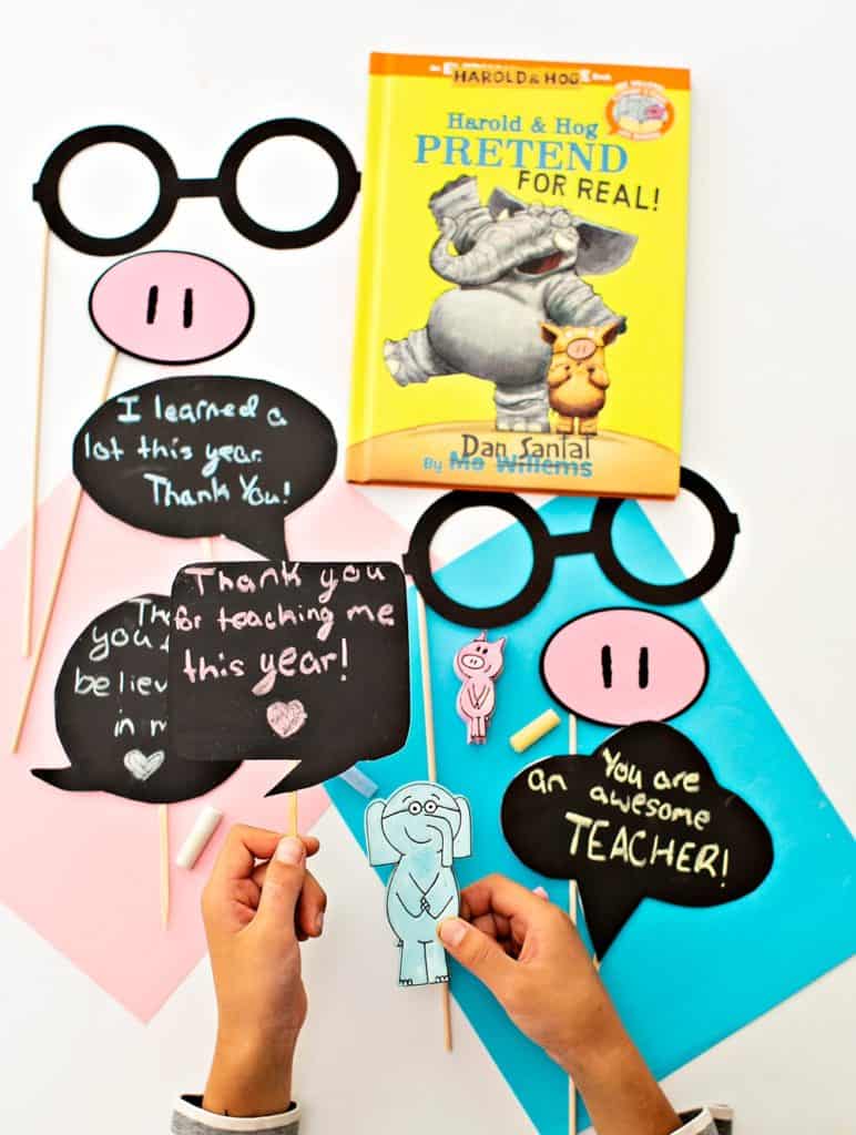 Thank-O-Rama Celebration With Elephant & Piggie. Make chalk thank you teacher cards.