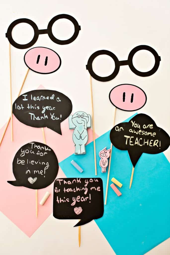 Thank-O-Rama Celebration With Elephant & Piggie. Make chalk thank you teacher cards.