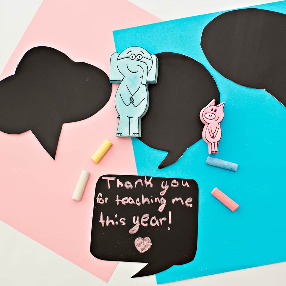 Thank-O-Rama Celebration With Elephant & Piggie. Make chalk thank you teacher cards.