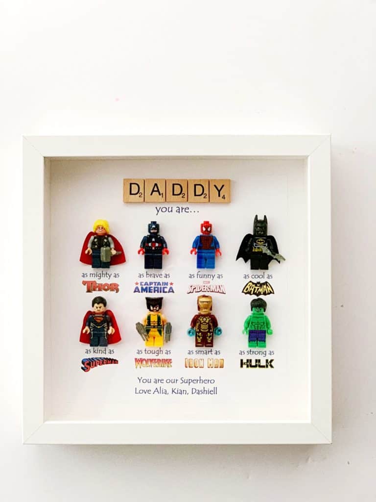 Daddy is my favourite superhero box frame glass cube vinyl decal