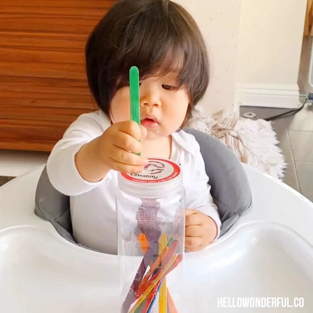 Craft Stick Fine Motor Skills Activity For Babies and Toddlers