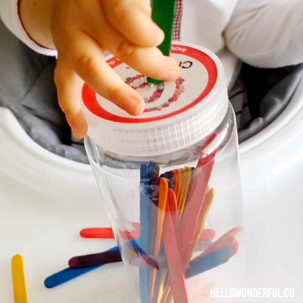 Craft Stick Fine Motor Skills Activity For Babies and Toddlers