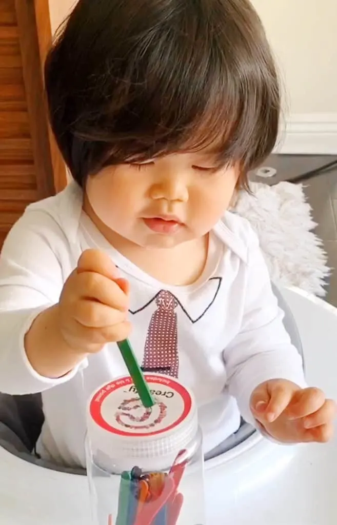 Craft Stick Fine Motor Skills Activity For Babies and Toddlers