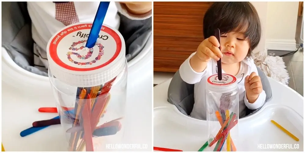 Craft Stick Fine Motor Skills Activity For Babies and Toddlers