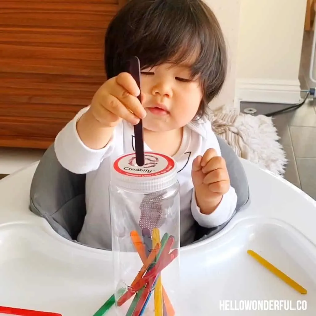 Craft Stick Fine Motor Skills Activity For Babies and Toddlers