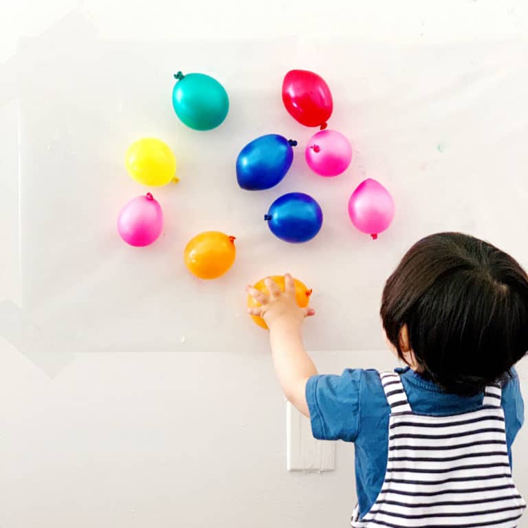 BALLOON STICKY WALL SENSORY ACTIVITY FOR BABIES AND TODDLERS