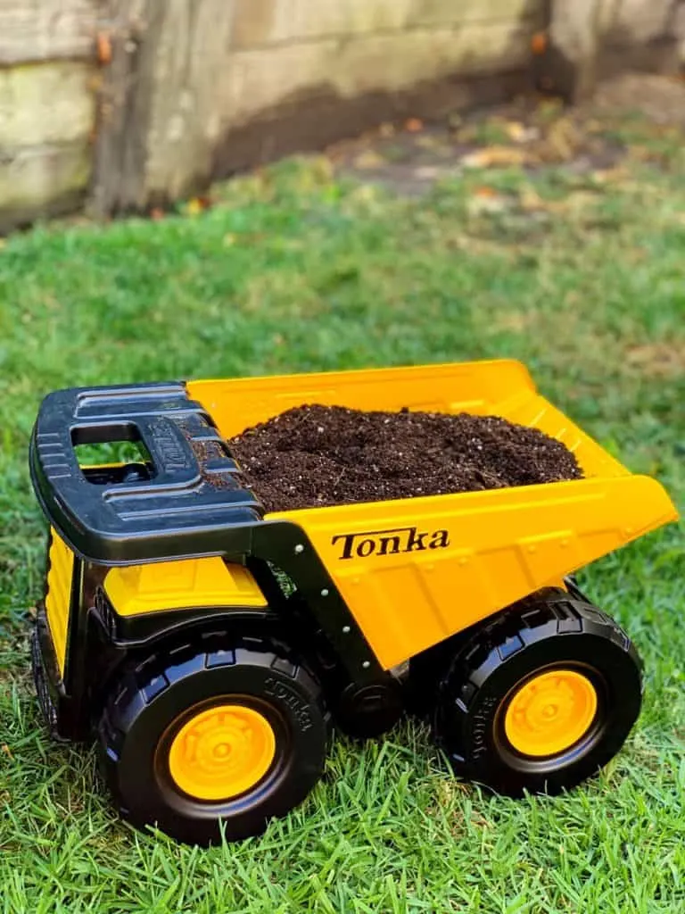 Tonka Toy Truck filled with soil