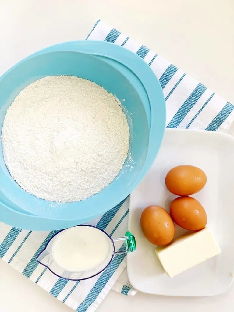 flour eggs butter and milk for vanilla cupcakes