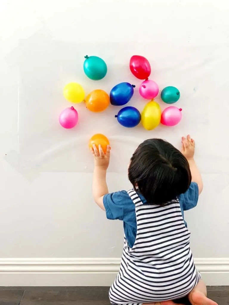 Balloon Sticky Wall Sensory Activity Babies and Toddlers