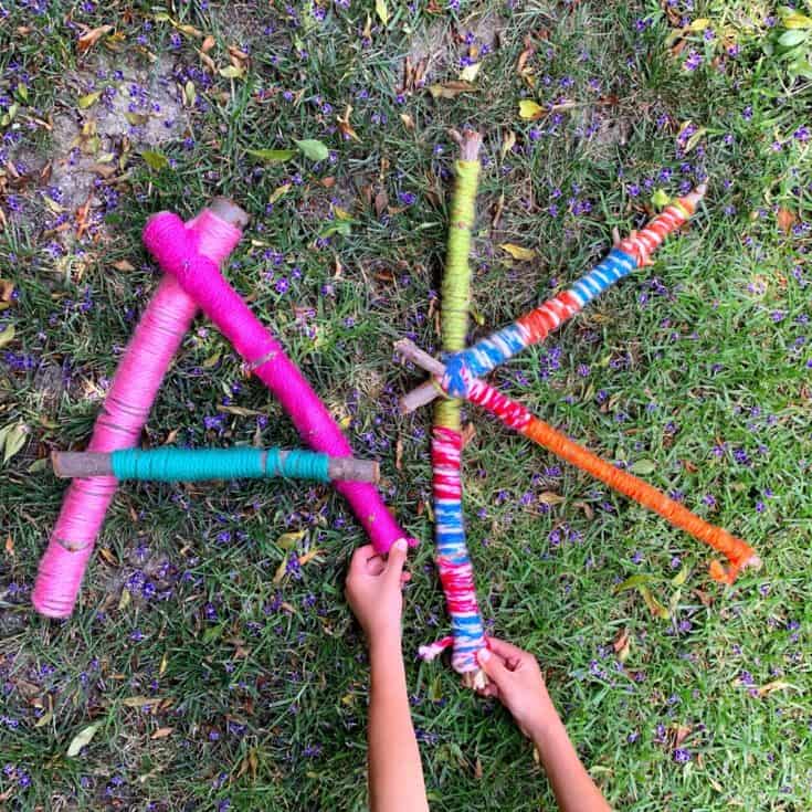 Giant Yarn Wrapped Stick Letters Nature Craft 