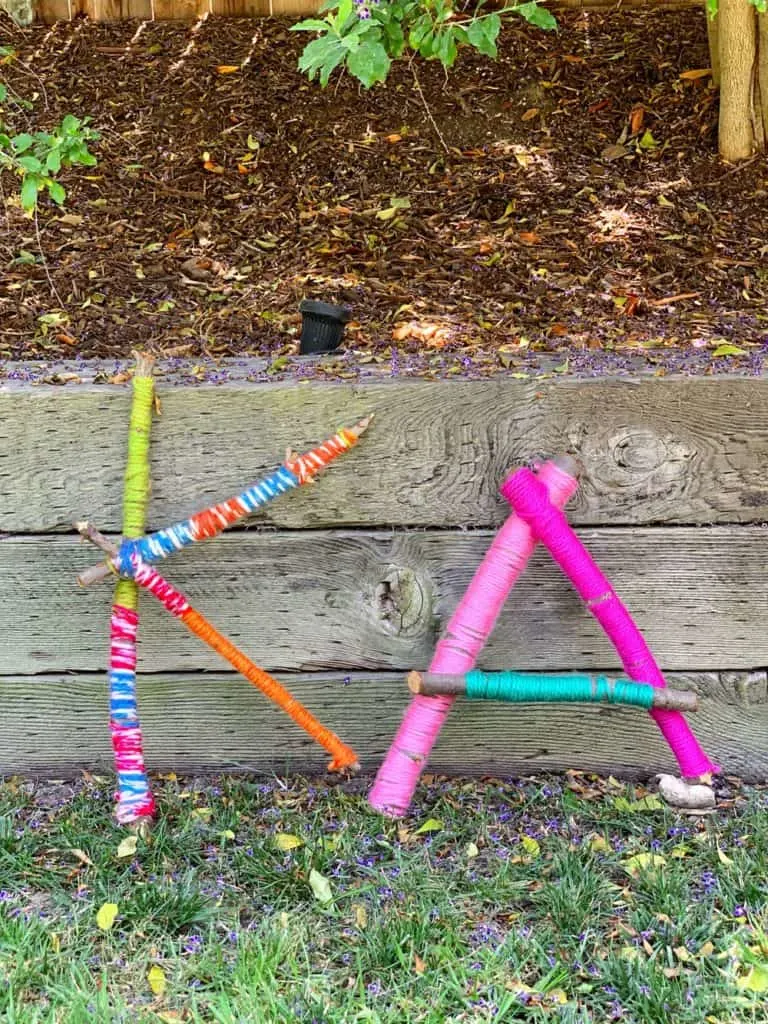 yarn wrapped stick letter craft for kids 