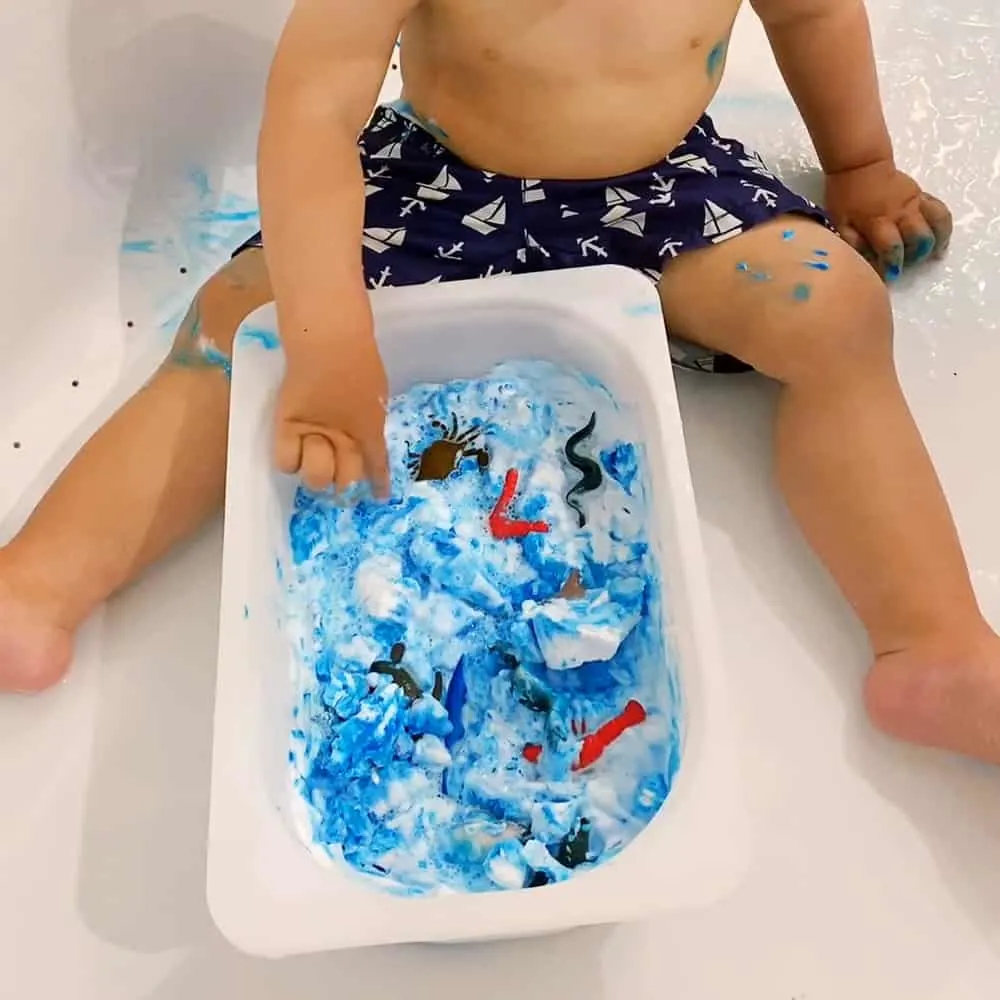 frozen shaving cream sensory play