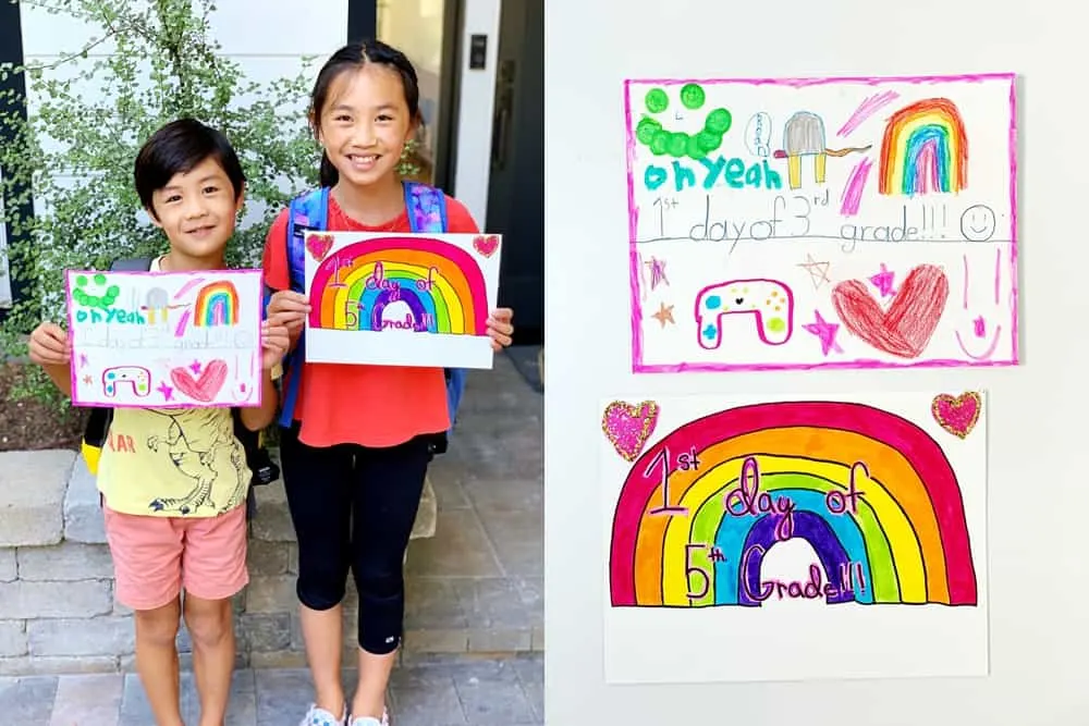 Let the kids make their own back to school photo to remember each school year