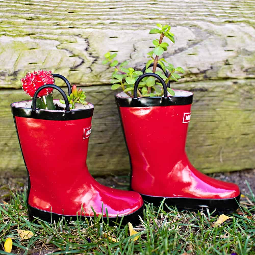 DIY Rain Boot Planters