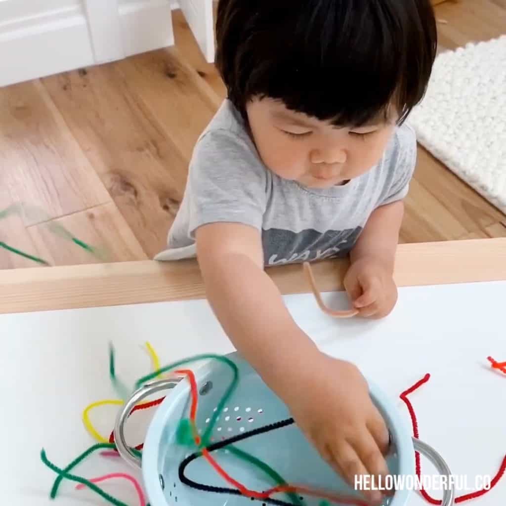 Pipe Cleaner Fine Motor Skills Activity for Toddlers