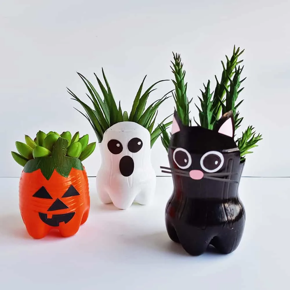 Halloween Recycled Bottle Planters 