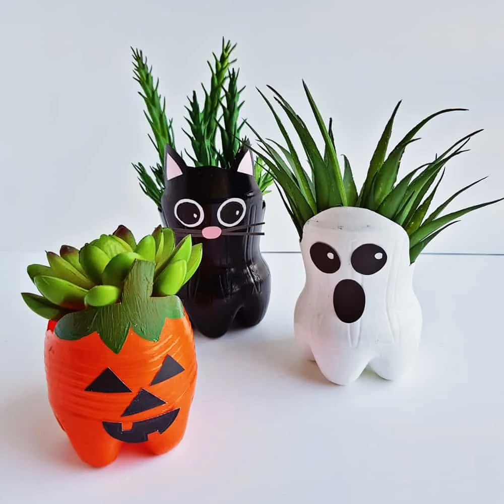 Halloween Recycled Bottle Planters 