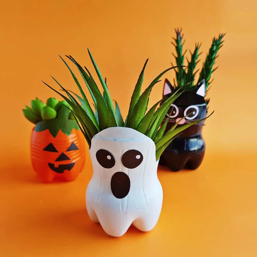 Halloween Recycled Bottle Planters Craft 
