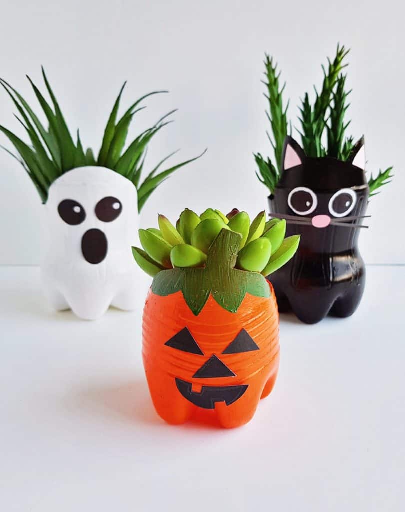 Halloween Recycled Bottle Planters Craft For Kids