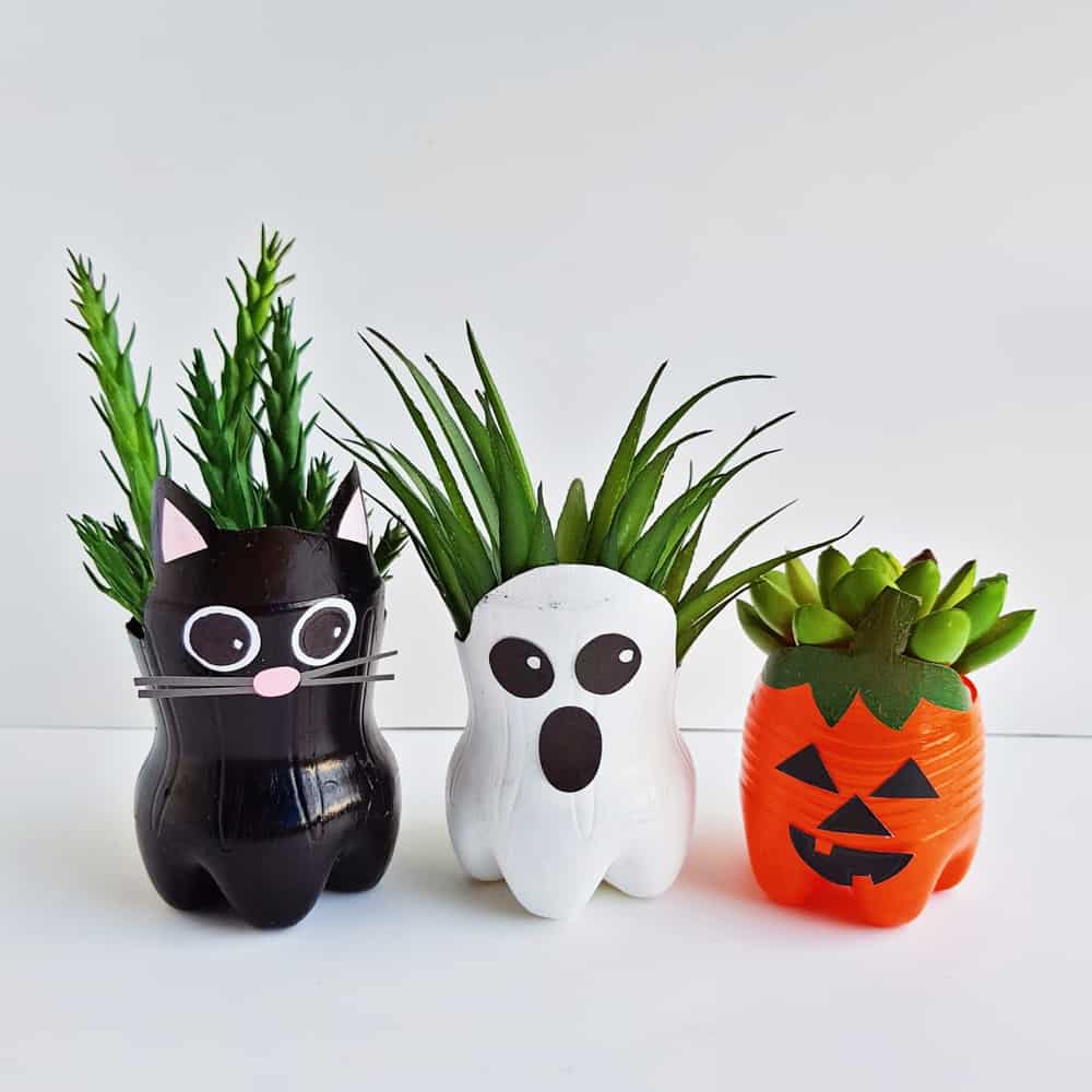 Halloween Recycled Bottle Planters Craft 