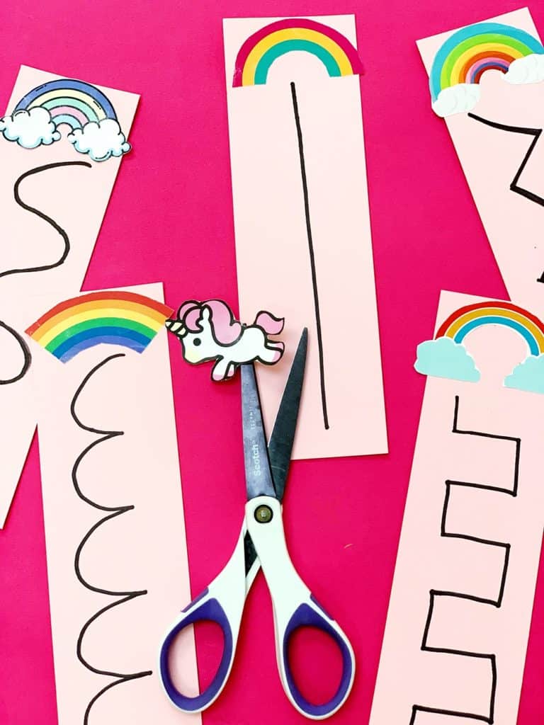 Unicorn Rainbow Scissor Cutting Activity for Kids