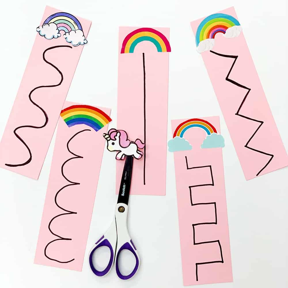 Unicorn Rainbow Scissor Cutting Activity for Kids