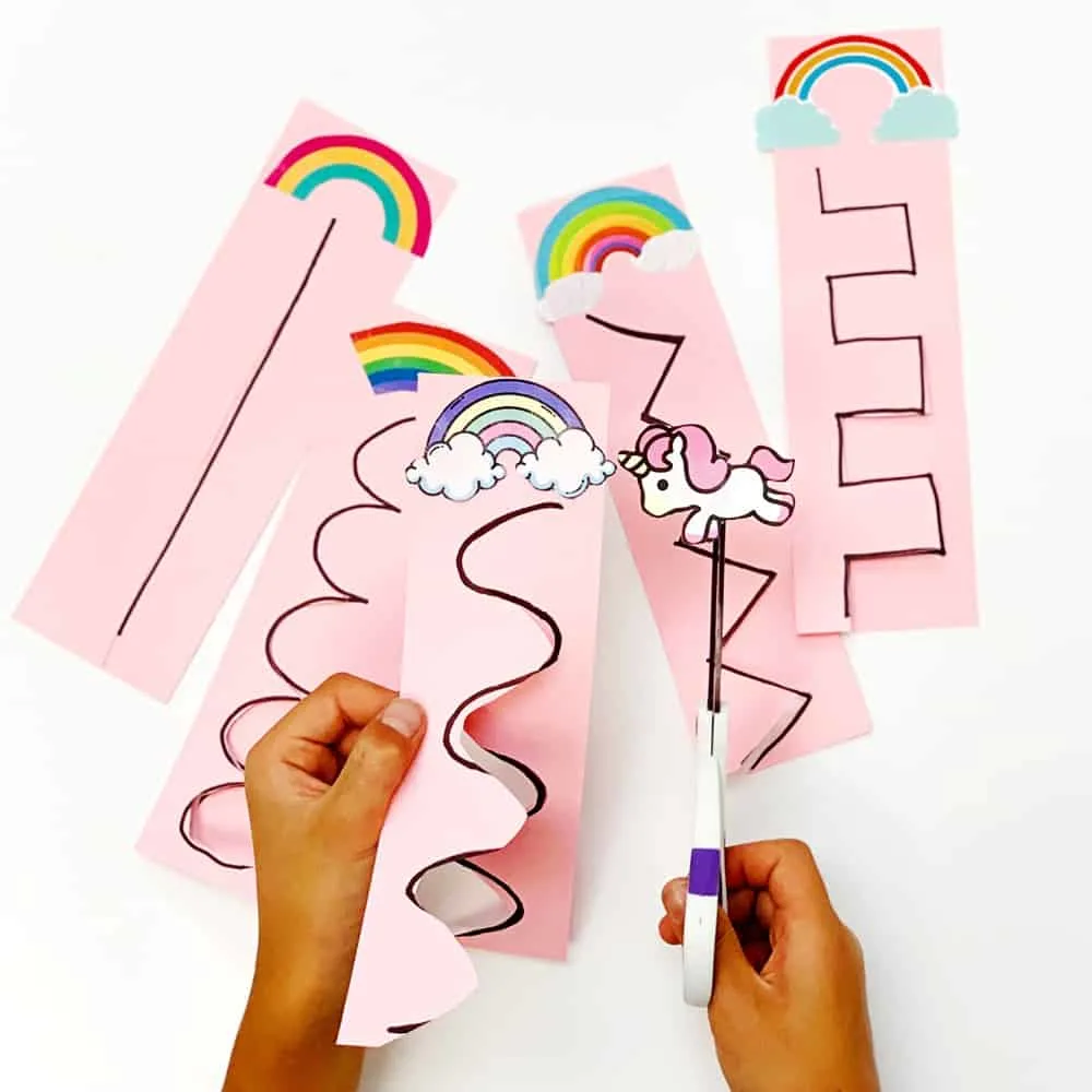 Unicorn Rainbow Scissor Cutting Activity for Kids with free template 