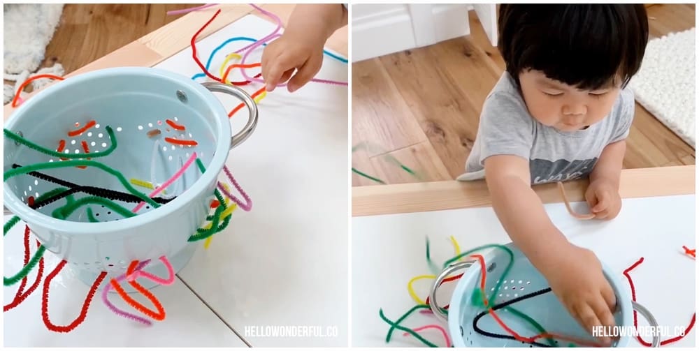 Pipe Cleaner Fine Motor Skills Activity for Toddlers