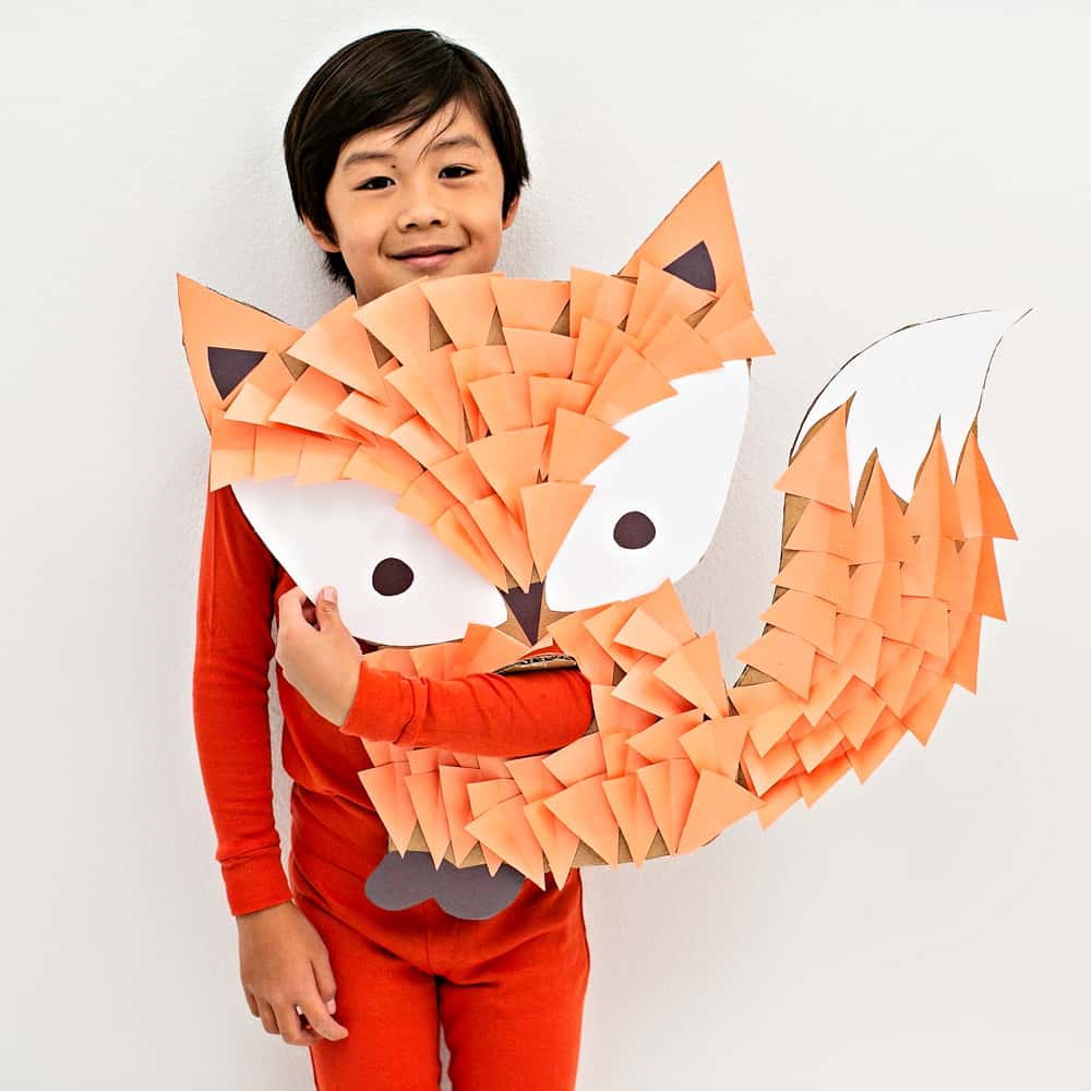 DIY Cardboard Fox Costume For Kids