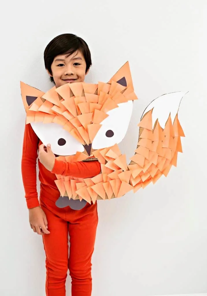 DIY Cardboard Fox Costume For Kids