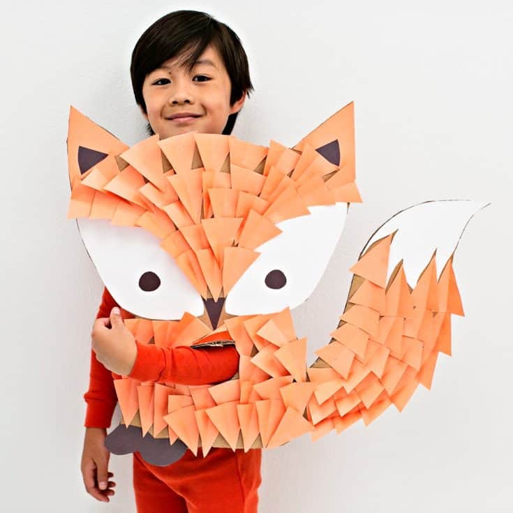DIY CARDBOARD FOX COSTUME FOR KIDS