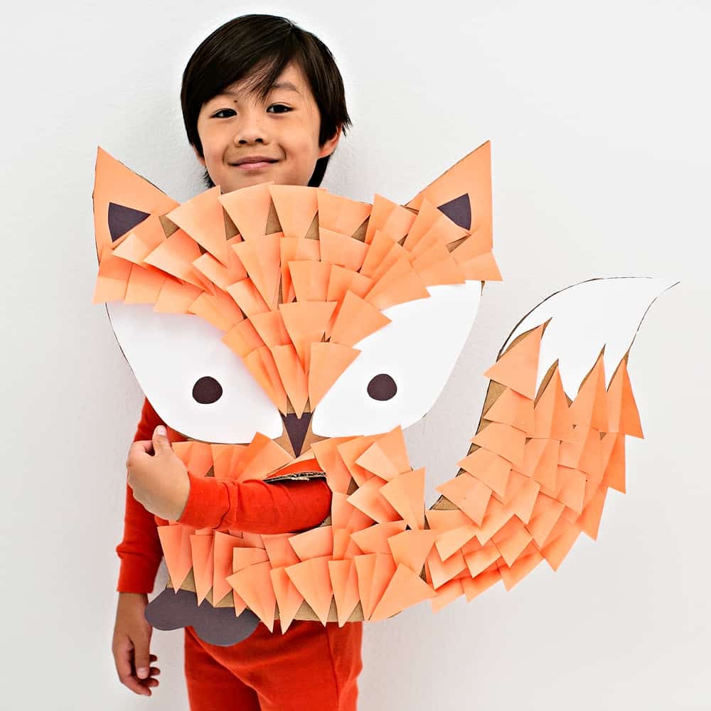 DIY Cardboard Fox Costume For Kids