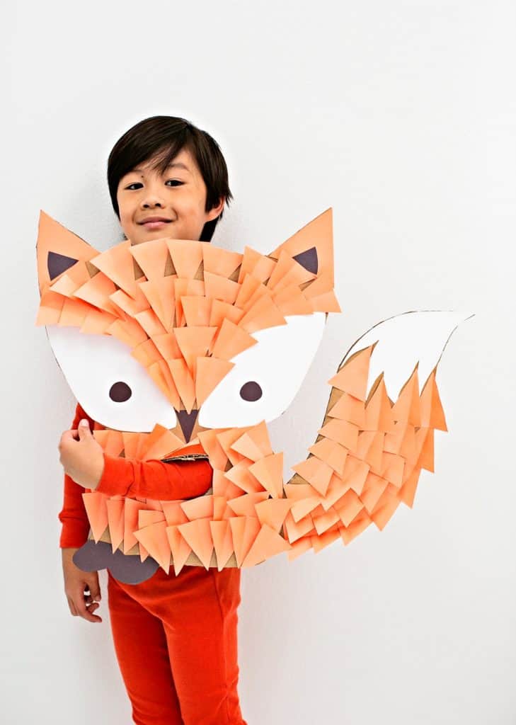 DIY Cardboard Fox Costume For Kids