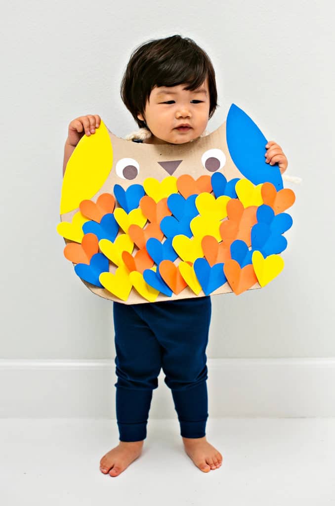 DIY Cardboard Owl Costume for kids