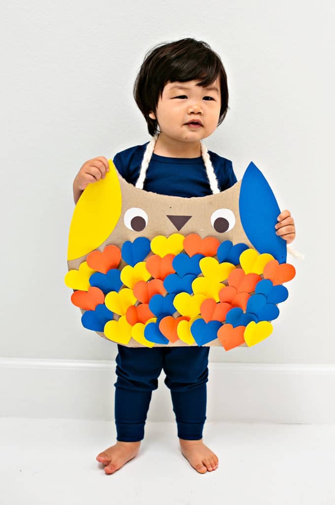 DIY Cardboard Owl Costume for kids