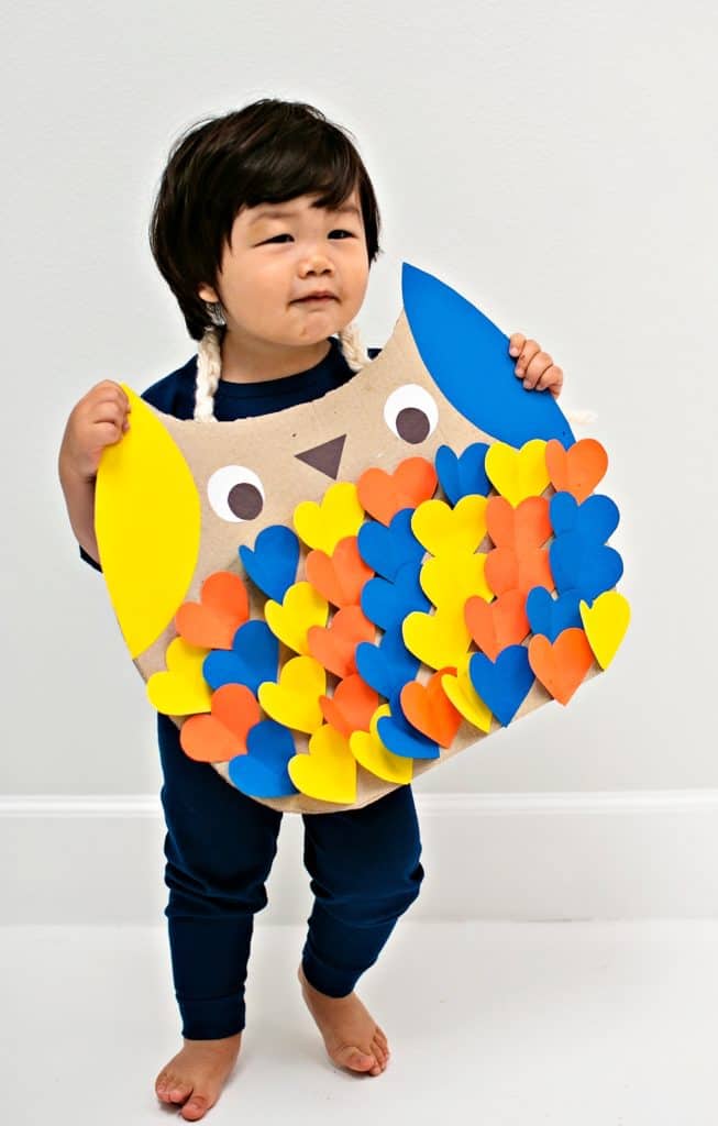 DIY Cardboard Owl Costume for kids